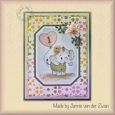 Nellie's Choice  Clear Stamp Nellie's Cuties - Elephant With Heart Balloon