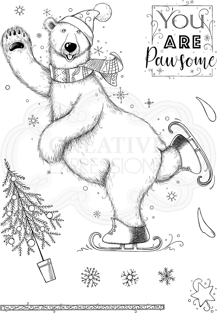 Pink Ink Designs  Beary Christmas A5 Clear Stamp