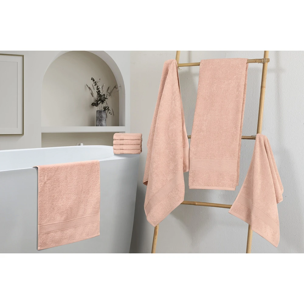 Chic Home   Premium 8-Piece 100% Pure Turkish Cotton Towel Set, Woven Dobby Border Design, OEKO-TEX Standard 100 Certified