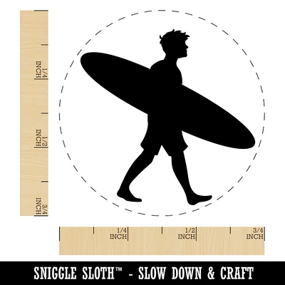 Surfer Man with Surfboard Walking Self-Inking Rubber Stamp Ink Stamper for Stamping Crafting Planners