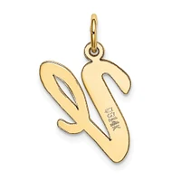 14K Yellow Gold Large Script Initial Letter V Charm Jewerly 22mm x 12mm