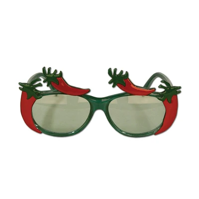 Party Central Pack of 6 Red and Green Chili Pepper Party Eyeglasses Costume Accessories - One Size
