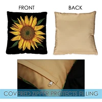 Sunflowers On Black Decorative Fall Indoor/Outdoor Pillow Cover (set of 2)