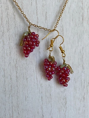 Grape Cluster Necklace and Earring Set