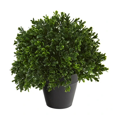 Nearly Natural Boxwood Topiary Outdoor Artificial Plant in Nursery Planter - 10"