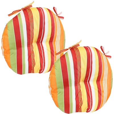 Sunnydaze Outdoor Round Bistro Seat Cushion - Sherbert Stripes - Set of 2 by