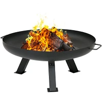 Sunnydaze 29.25 in Rustic Steel Tripod Fire Pit with Protective Cover - Black by