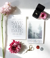 Custom Minimalist and Modern Black and White Save the Dates with Envelope Inserts