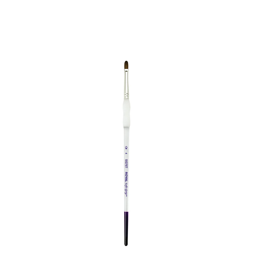 Royal Brush Soft-Grip Synthetic Sable Brush, Filbert, 4