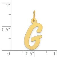 14K Yellow Gold Medium Script Initial Letter G Charm Jewerly 19mm x 10mm