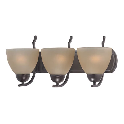 Thomas Kingston 3-Light Vanity Light in Oil Rubbed Bronze with Cafe Tint Glass