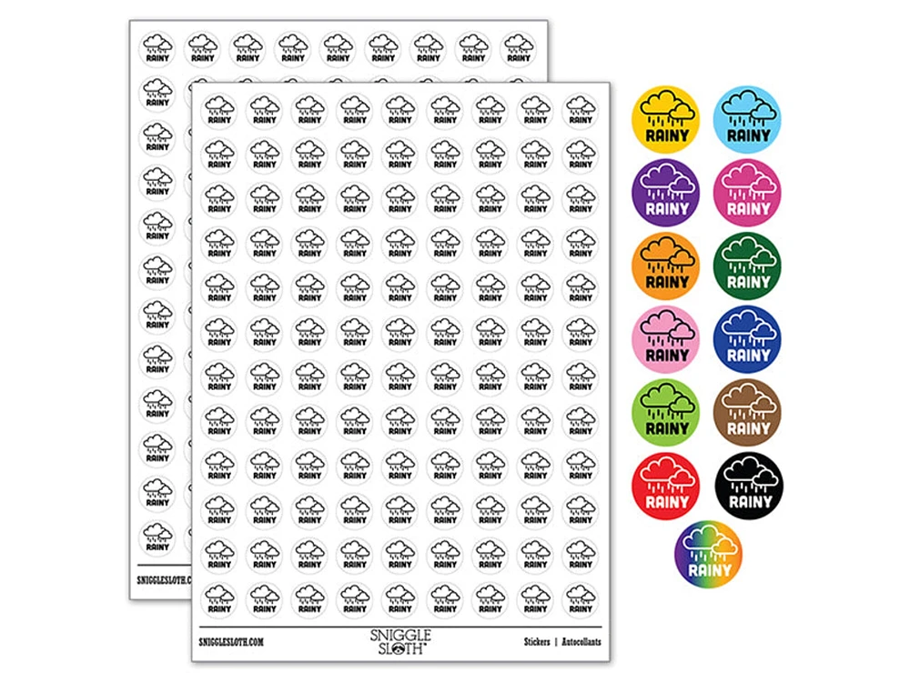 Rainy Rain Weather Day Planner 0.50" Round Sticker Pack