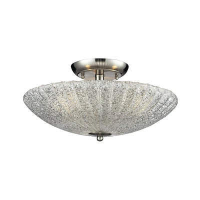 Elk Showroom Luminese 16 Wide 3-Light Semi Flush Mount - Satin Nickel