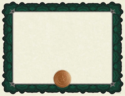 Great Papers! Cambridge Certificates with Copper Seal, Green Border, 8.5" x 11", Printer Compatible, 10 Count