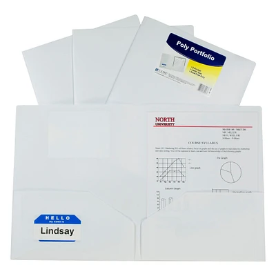 C-Line Poly 2-Pocket Portfolio Folder, Letter Size, White, Pack of 25