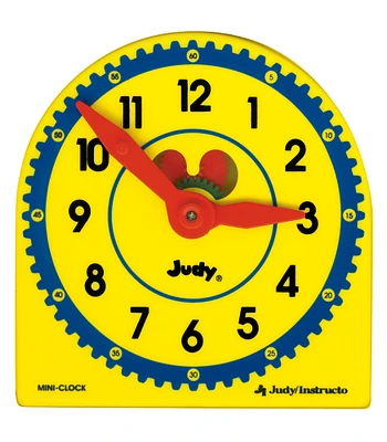 Carson Dellosa 6 Mini Judy Clocks Set, 5" x 5" Student Clocks, Learn to Tell Time Clocks for Kids, Analog Clock for Kids with Movable Gears for Teaching Time Activity