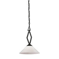 Thomas Tribecca 1-Light Mini Pendant in Oil Rubbed Bronze with White Glass