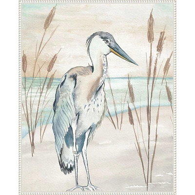 Heron By Beach Grass I by Elizabeth Medley Framed Canvas Wall Art