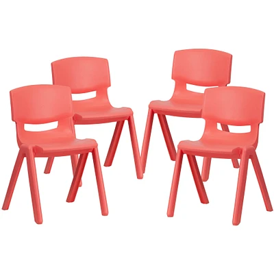 Emma and Oliver 4 Pack Plastic Stackable K-2 School Chair with 13.25"H Seat
