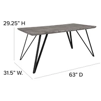 Merrick Lane Maya Rectangular Dining Table - Wood Finish Kitchen Table with Retro Hairpin Legs