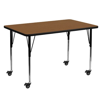Emma and Oliver Mobile 30x60 Rectangle HP Laminate Adjustable Activity Table