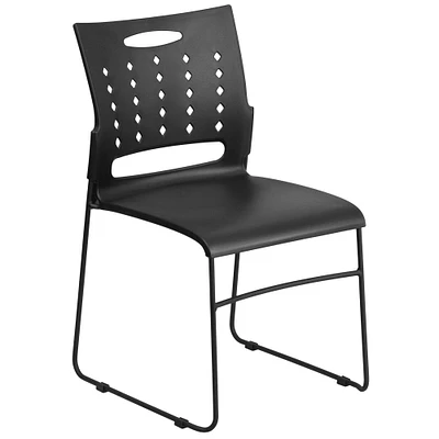 Emma and Oliver Home Office Plastic Accent Sled Base Stack Chair - Air-Vent Back