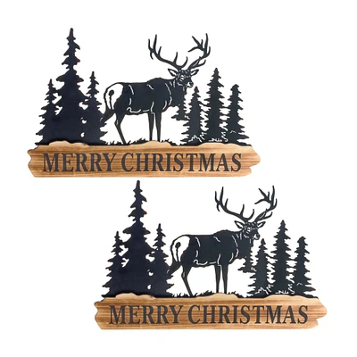 Melrose Set of 2 Deer "Merry Christmas" Wall Signs 18"