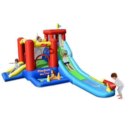 Gymax Kids Inflatable Bounce House Castle 9 in 1 Water Slide Park Without Blower