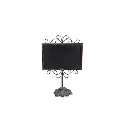 Contemporary Home Living 17.25" Brown and Black Distressed Chalkboard with Stand