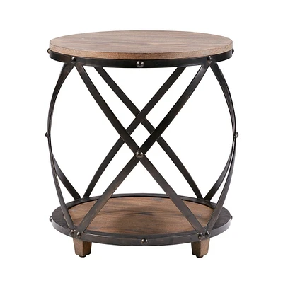 Gracie Mills   Nielson Rustic Weathered Metal Accent Table - GRACE-7840