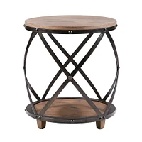 Gracie Mills   Nielson Rustic Weathered Metal Accent Table - GRACE-7840