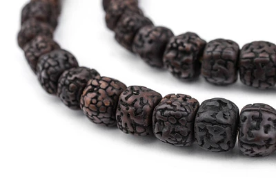 TheBeadChest Smooth Black Rudraksha Mala Prayer Beads (10mm)