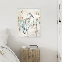 Heron By Beach Grass I by Elizabeth Medley Framed Canvas Wall Art