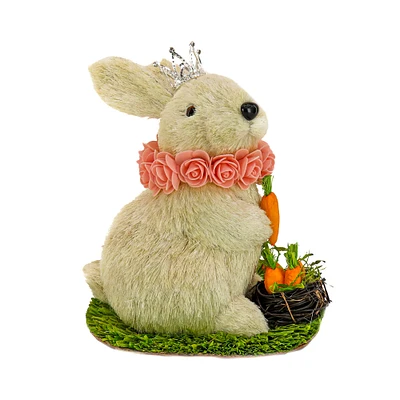 National Tree Company White Bunny with Carrots Table Decoration, Easter Collection, 12 Inches