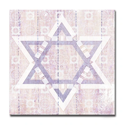 Crafted Creations Blue and White Star of David II Square Wall Art Decor 20" x 20"