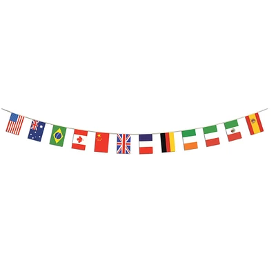 Party Central Club Pack of 12 Red and Blue International Flag Party Banner Decors 14'