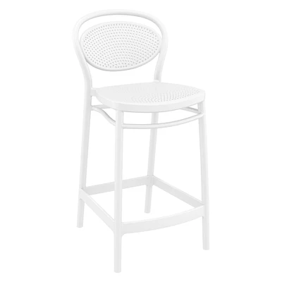 Luxury Commercial Living 37.75" White Outdoor Patio Counter Stool