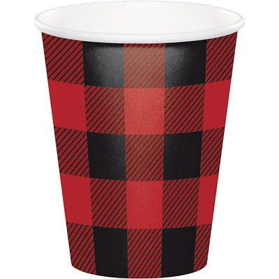 Party Central Club Pack of 96 Red and Black Buffalo Plaid Disposable Party Cups 9 oz.