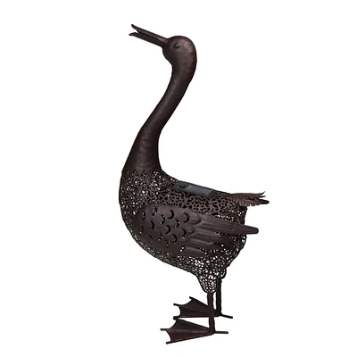 Outdoor Living and Style Brown Solar LED Lighted Duck Outdoor Garden Statue