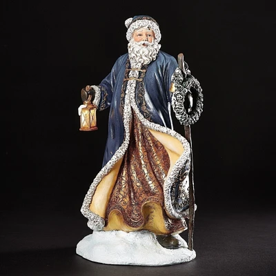 Roman 18.25" LED Lighted Santa with Wreath Christmas Figurine