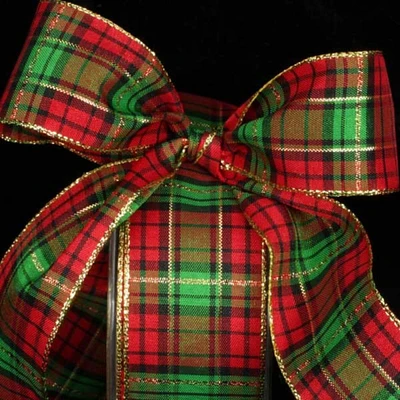 The Ribbon People Red and Green Plaid Print Wired Craft Ribbon 1.5" x 27 Yards