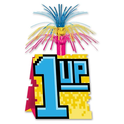 Party Central Club Pack of 12 Blue and Yellow Retro "1-UP" 8-Bit Party Centerpiece 13