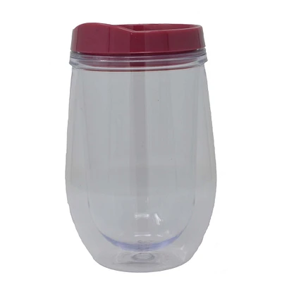 GC Home & Garden 6.13" Clear and Red Double-Wall Tumbler with Removable Lid 12 oz