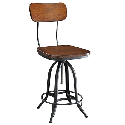 Contemporary Home Living 40.5" Brown and Black Adjustable Stool with Low Rise Back