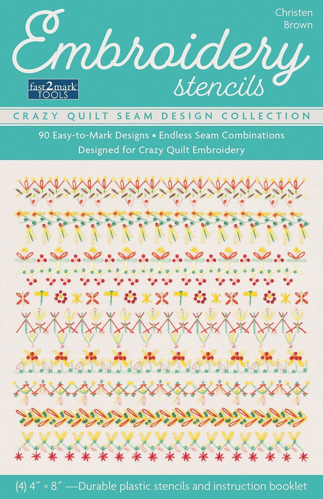Fast2mark Tools Crazy Quilt Embroidery Stencils 90 Designs-