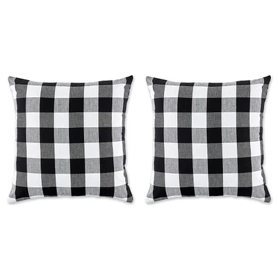 Contemporary Home Living Set of 2 Black and White Buffalo Check Pillow Cover, 20"