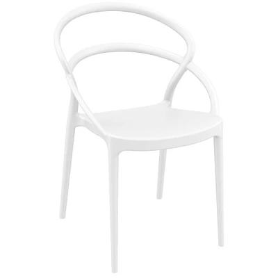Luxury Commercial Living 32.25" White Outdoor Patio Round Dining Chair