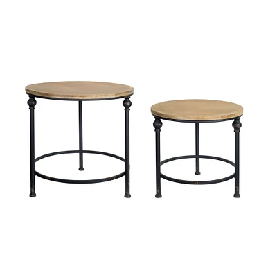 Diva At Home Set of 2 Metal and Wood Sleek Table 22”