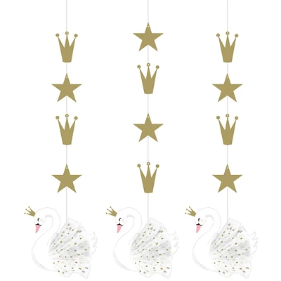 Party Central Club Pack of 36 White and Gold Swan Dizzy Dangler Hanging Party Decorations 32"