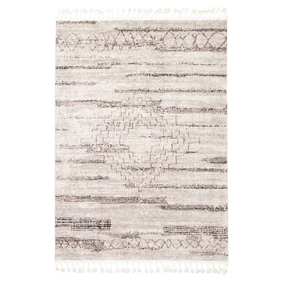 Chaudhary Living 7.75' x 10.5' Gray and Off White Medallion Pattern Rectangular Area Throw Rug